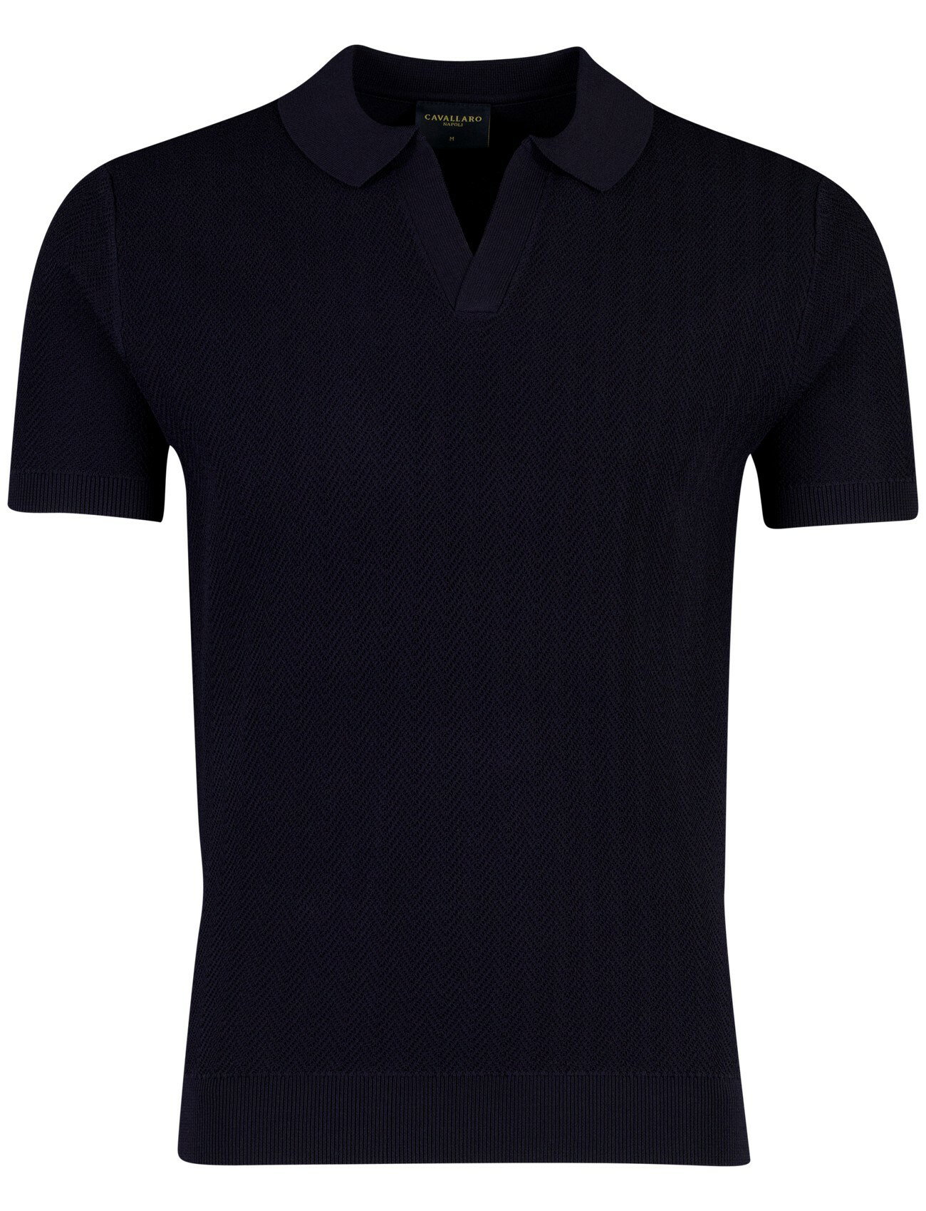 Polo korte mouw Cavallaro Milanio donkerblauw gebreid v-hals