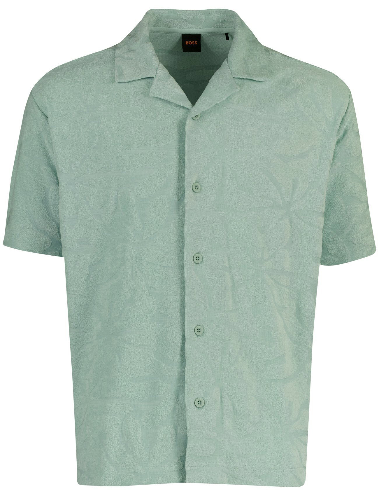 Poloshirt doorknoop BOSS Orange turquoise geprint structuur