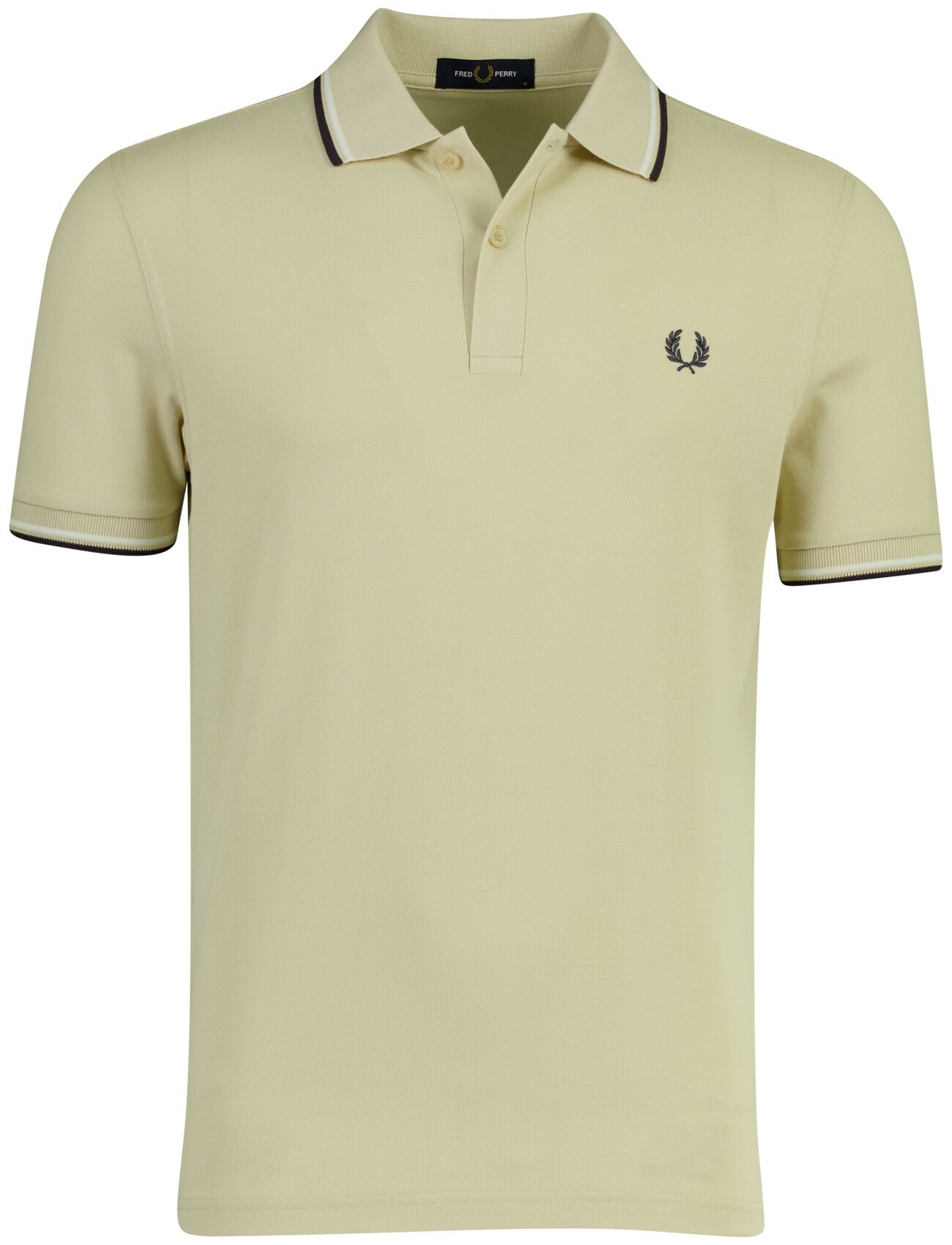 beige poloshirt Fred Perry normale fit 2-knoops katoen pique
