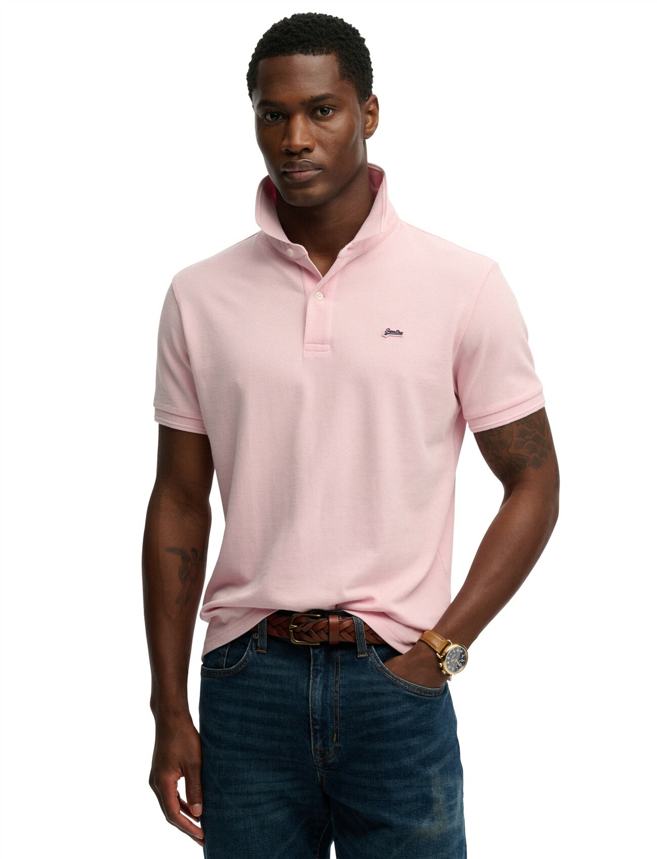 Korte mouw poloshirt Superdry roze katoen