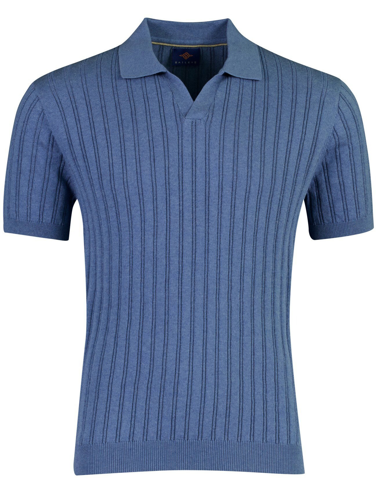 Polo Baileys v-hals blauw korte mouw gestreept