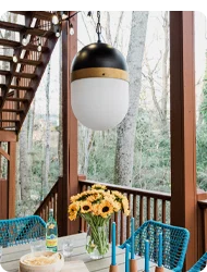 Capsule 1 Light 8 inch Matte Black and Textured Gold Outdoor Pendant