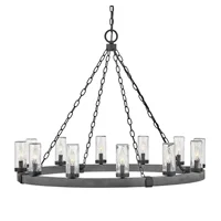 Open Air Sawyer 12 Light 38 inch Aged Zinc with Distressed Black Outdoor Hanging in Non-LED by Hinkley