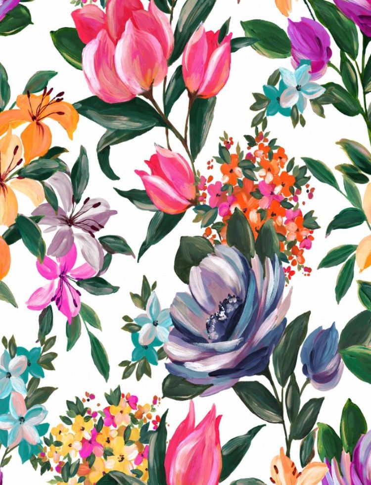 Minerva Exclusive Painted Bouquet POD Fabric Cloud