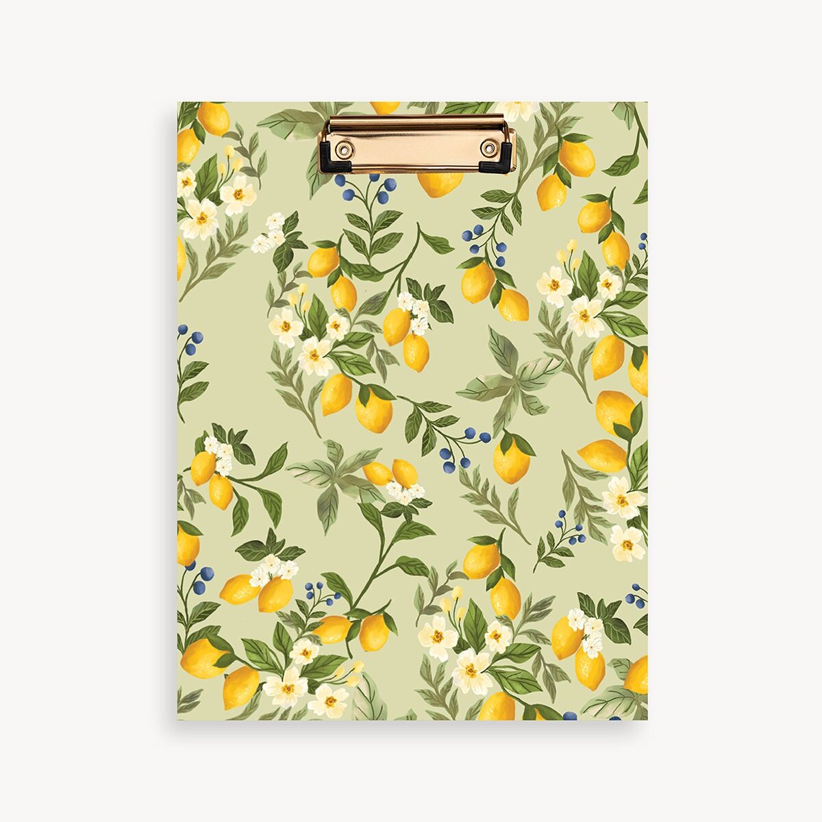 lemon floral sage clipfolio, gold clip