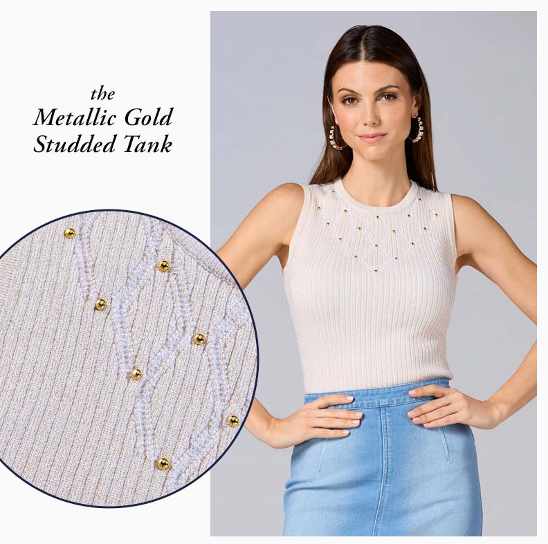 Shop the Metallic Gold Studded Tank