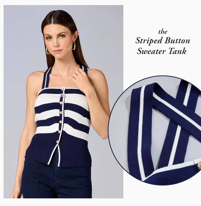 Shop the Striped Button Sweater Tank