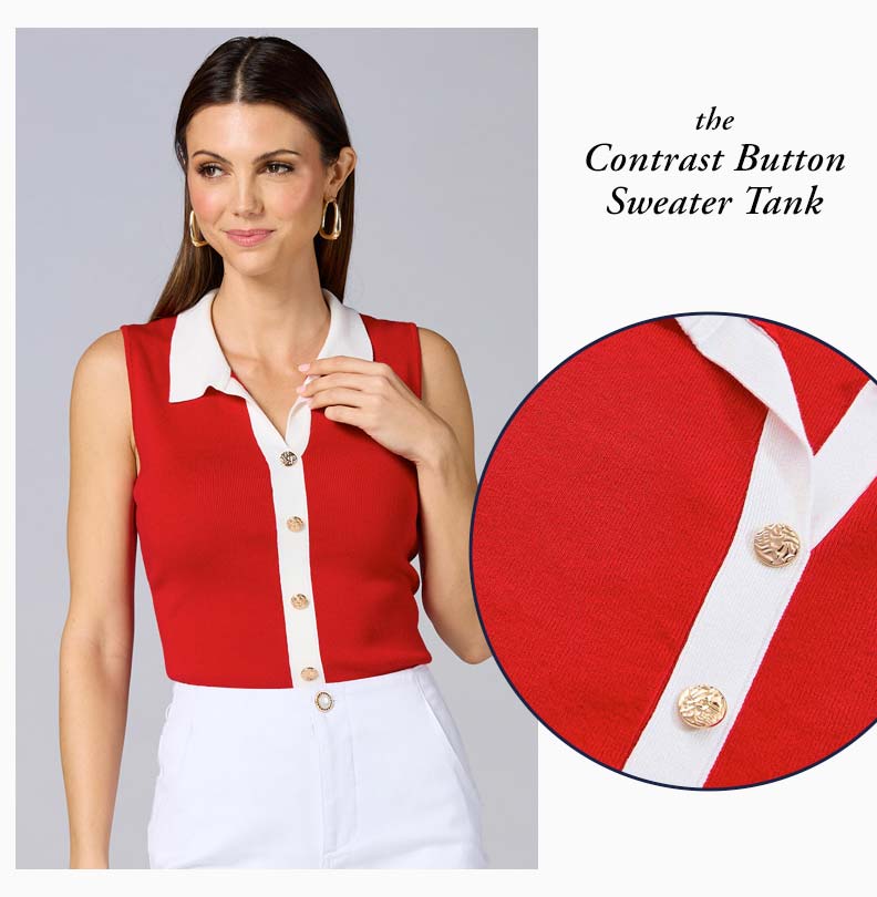 Shop the Contrast Button Sweater Tank