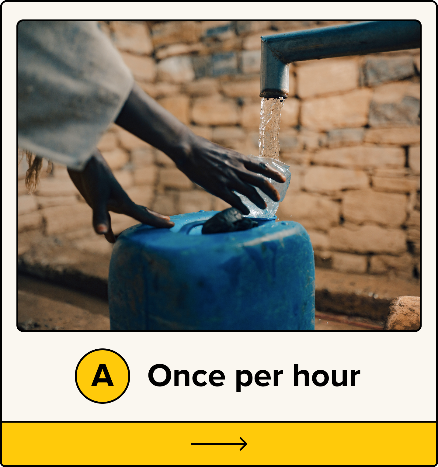 A. Once per hour