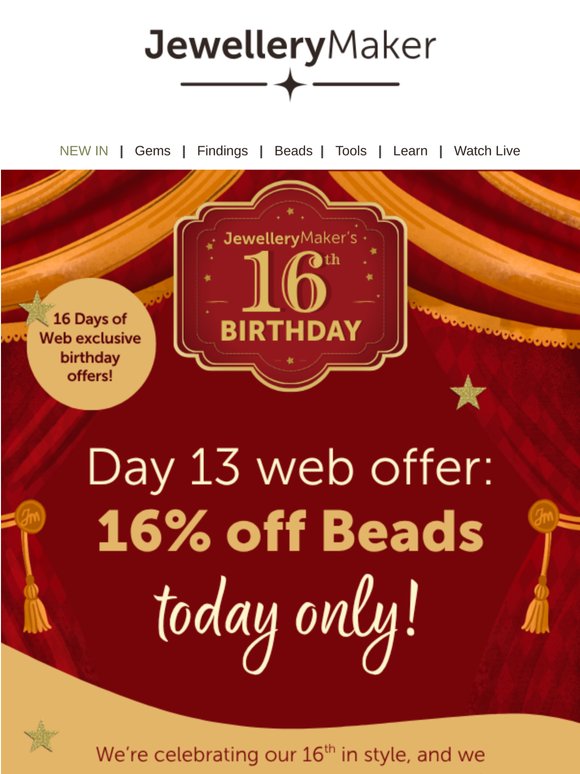 Day 13: 16% OFF BEADS 🥳