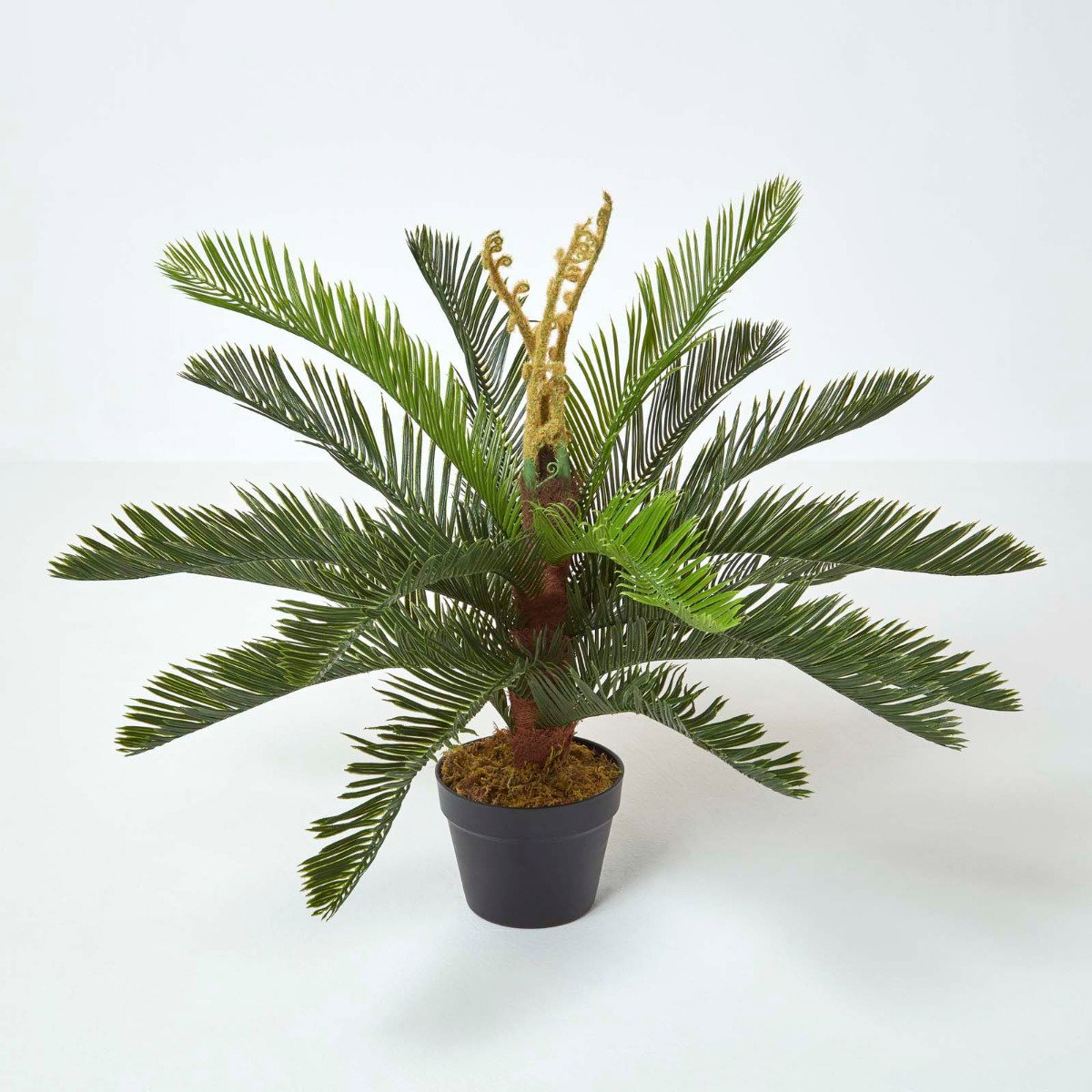 Image of Green 'Sago Palm' Artificial Cycas Plant with Pot, 75 cm