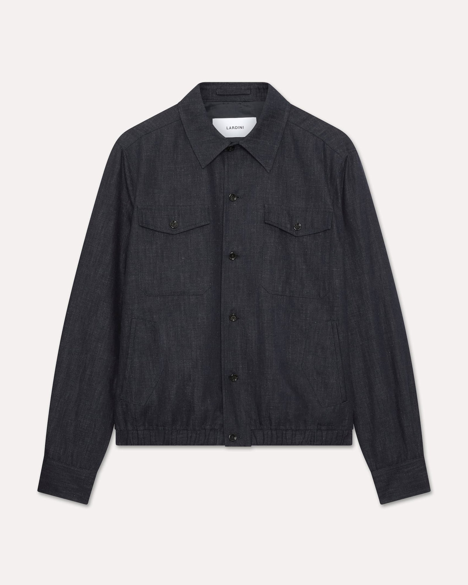 Giacca camicia blu in cotone e lino