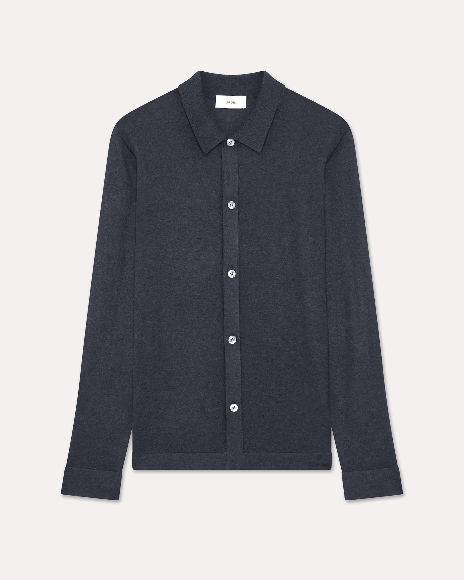 Camicia in maglia di seta blu denim