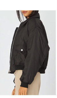 Black Bomber Jacket Collared