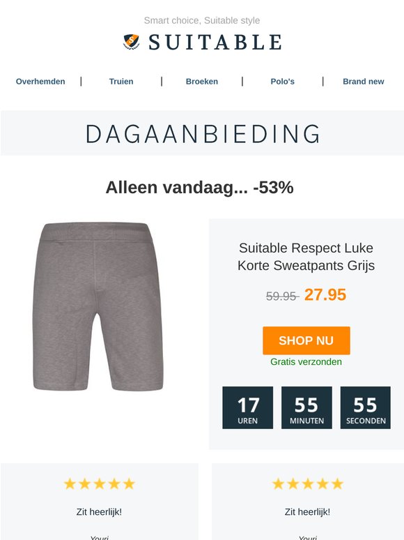 Alleen vandaag: Suitable Respect Luke Korte Sweatpants Grijs
