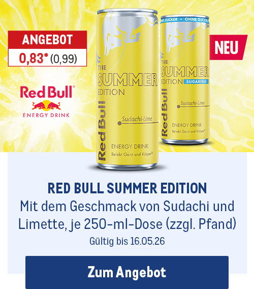 Neu: Red Bull Summer Edition - je 250-ml-Dose nur 0,83* (zzgl. Pfand)