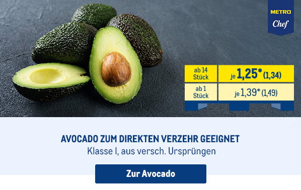 METRO Chef Avocado zum direkten Verzehr geeignet, Klasse I ab 1,25* je Stück