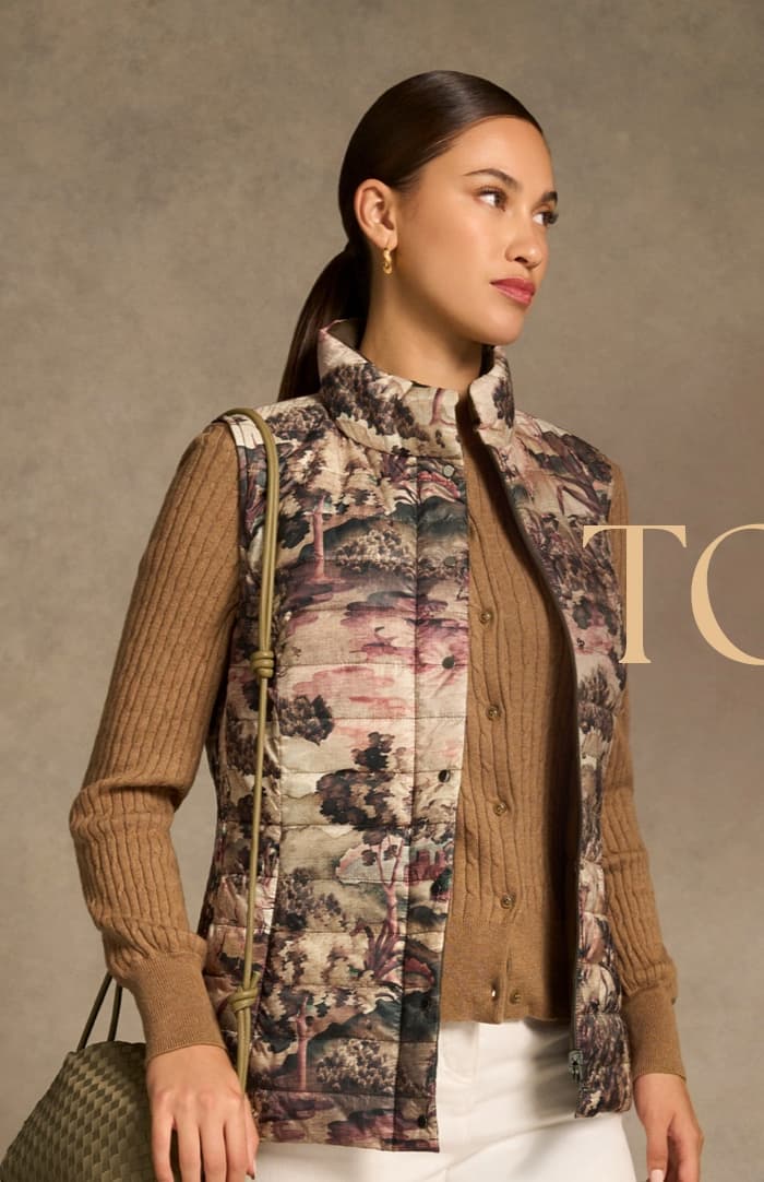 Shop The Reversible Puffer Vest - Brolga Print