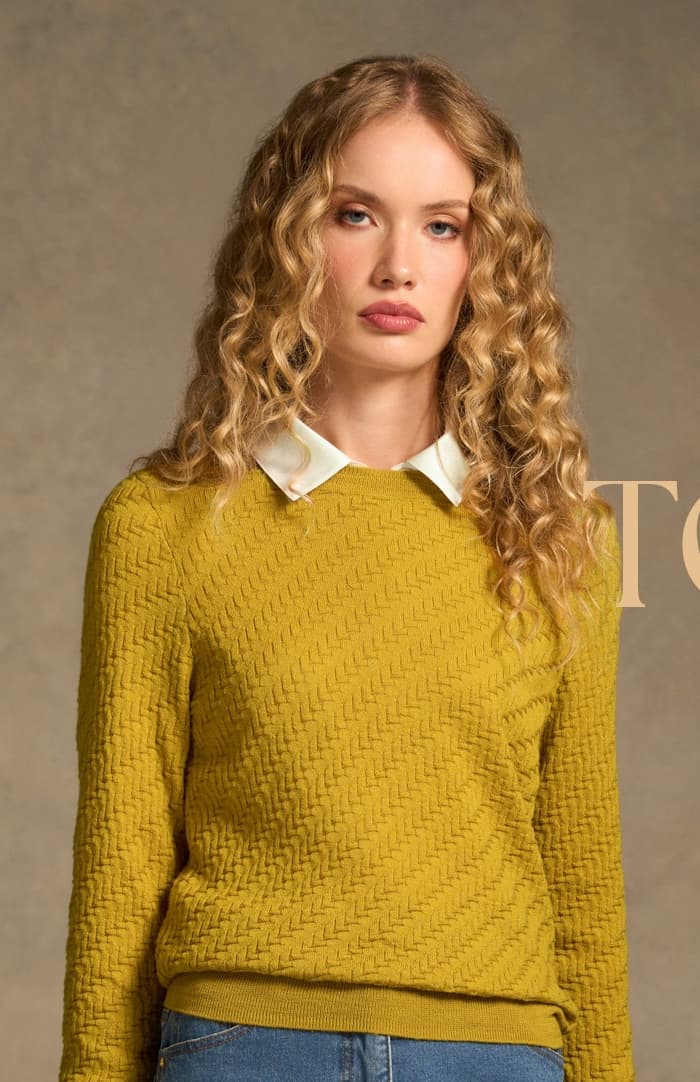 Shop The Merino Textured Long Sleeve Knit – Mustard