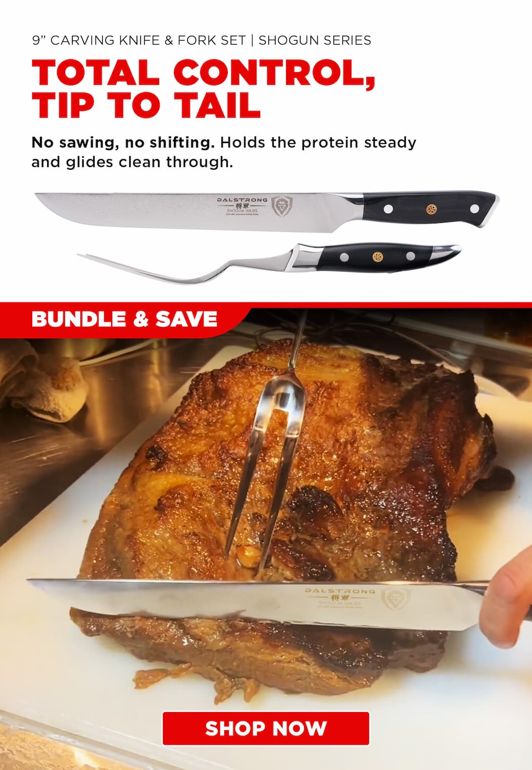Shogun Series 9" Carving Knife & Fork Set