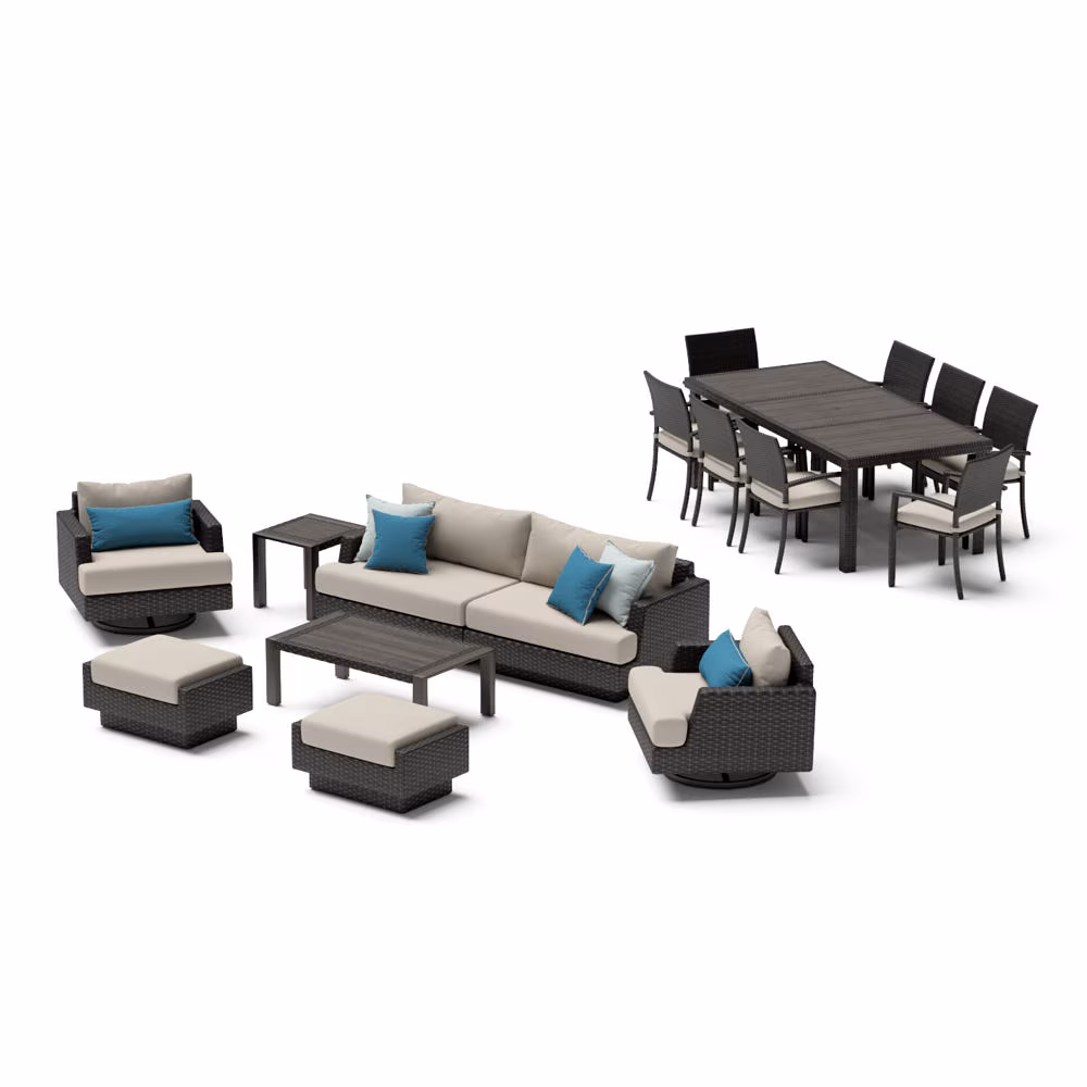 Portofino® Repose 17 Piece Sunbrella® Outdoor Motion Wood Estate Set - Dove Gray