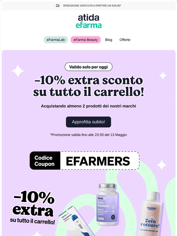 🔥 Brand Day eFarma | -10% Extra sul tuo carrello!