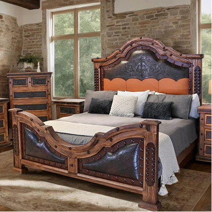 Kensington Tooled Leather Bed - Queen