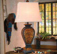Tooled Leather Old West Lamp