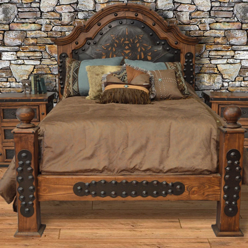 Alamo Tooled Leather Bed - Queen