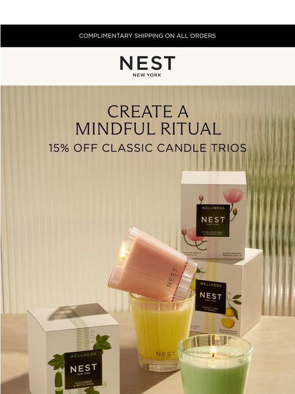 15% off classic candle trios