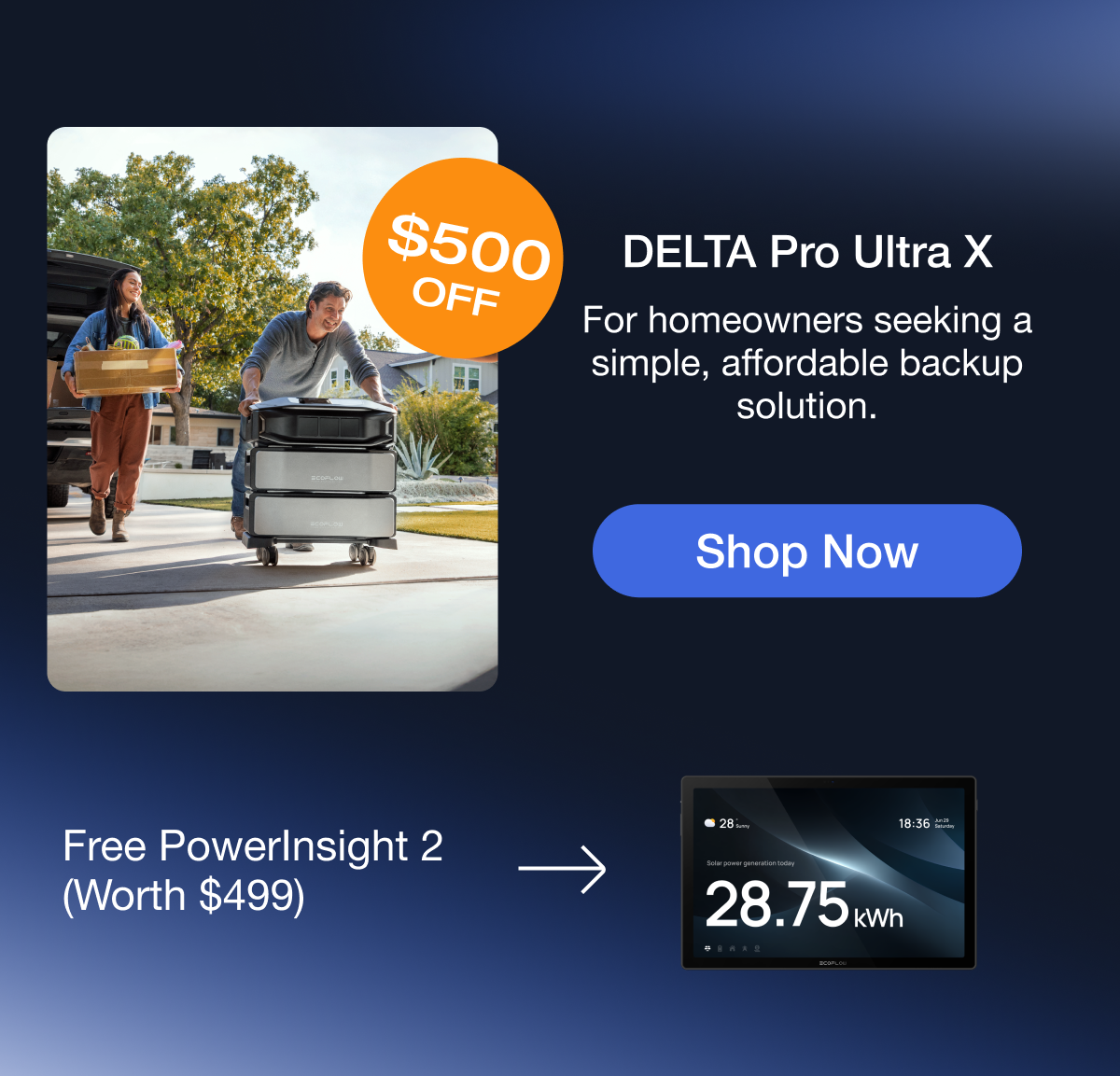 DELTA Pro Ultra X For homeowners seeking a simple, affordable backup solution.
