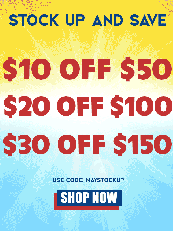 Stock+Up+For+Summer+and+Save!+Take+%2410+Off+%2450%2b+%26+%2420+Off+%24100%2b+%26+%2430+Off+%24150%2b.+Use+Code%3a+MAYSTOCKUP.+Expires+5%2f14%2f2026%2c+11%3a59+PM+PST.
