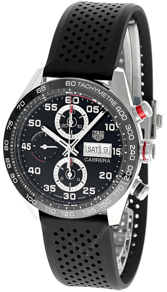 TAG HEUER Carrera Auto 44MM Black Rubber Men’s Watch