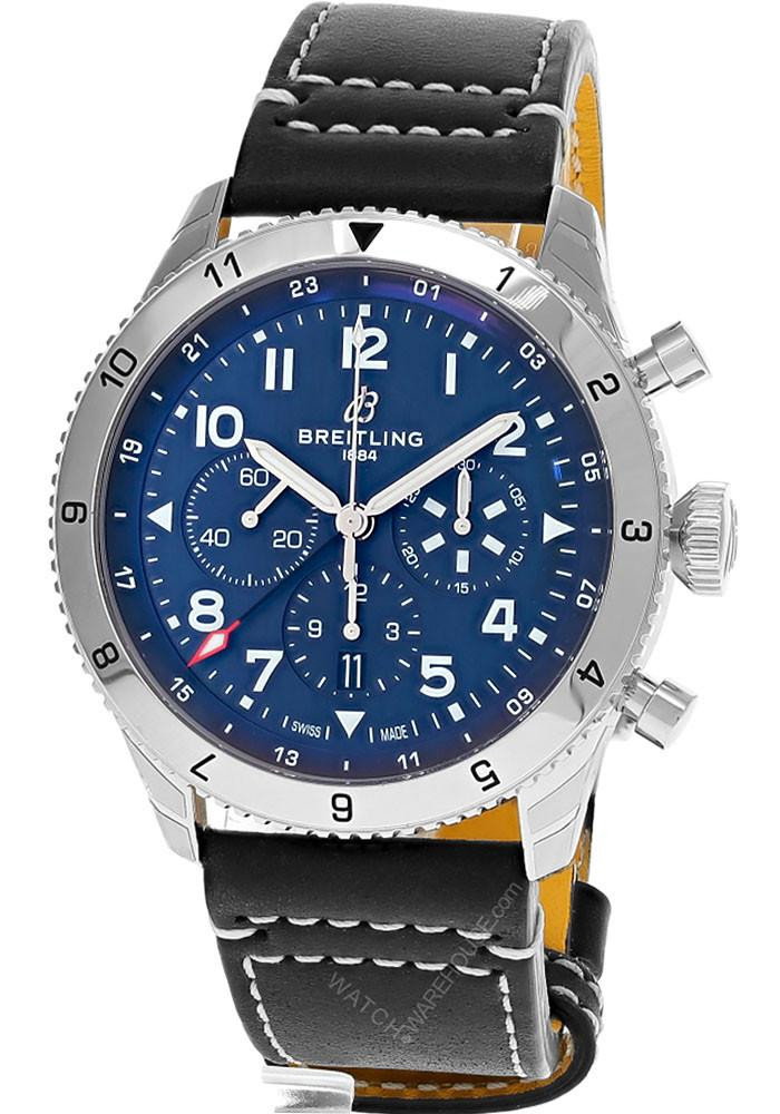 Super AVI B04 Tribute to Vought F4U Corsair Chronograph 46MM Blue Dial Leather Men’s Watch