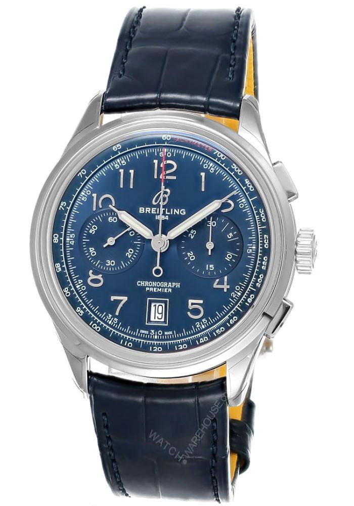 Premier B01 Chronograph 42MM Blue Dial Leather Men’s Watch