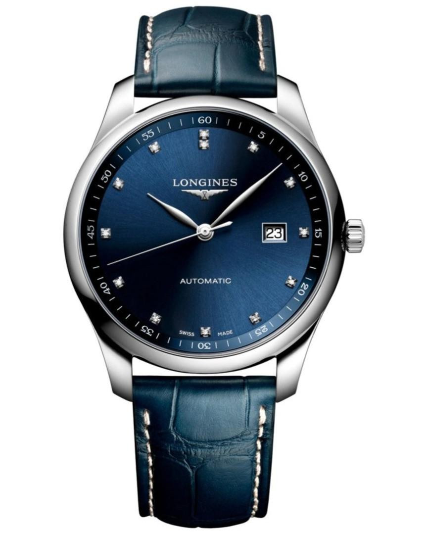 Master Collection Auto 42MM Blue Diamond Leather Men’s Watch .