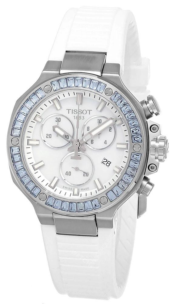 TISSOT T-Race Chronograph Quartz 38MM MOP Dial White Silicone Men’s Watch
