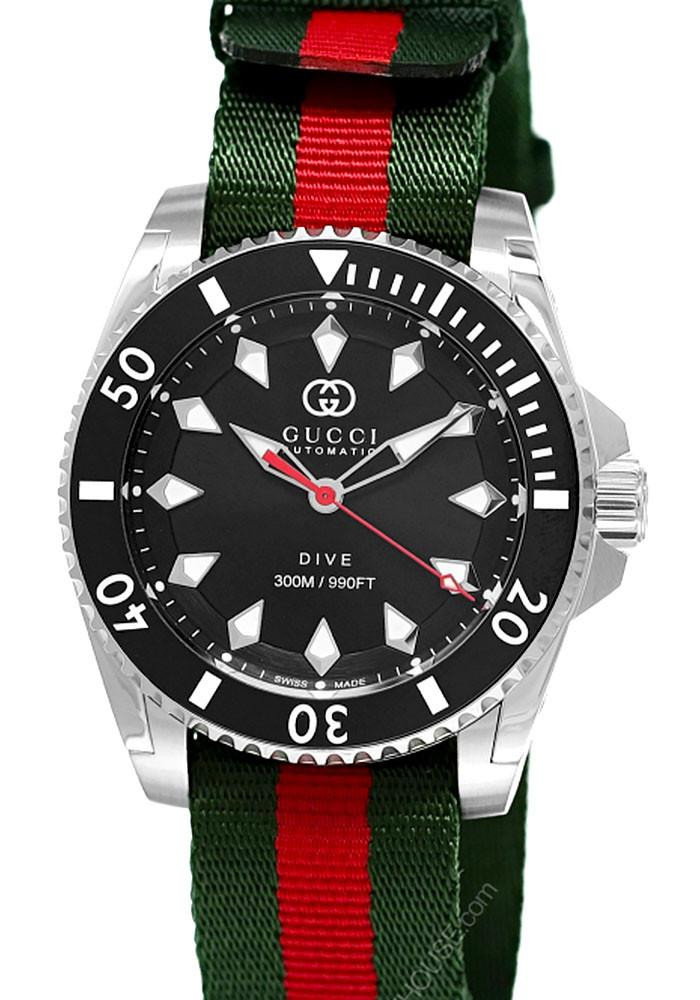 GUCCI Dive Automatic SS 40MM Black Dial Nylon Strap Men’s Watch
