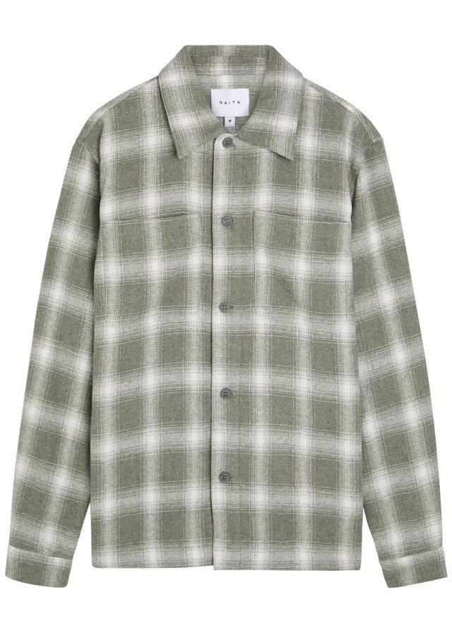 RAITH Vienna plaid brushed wool-blend overshirt