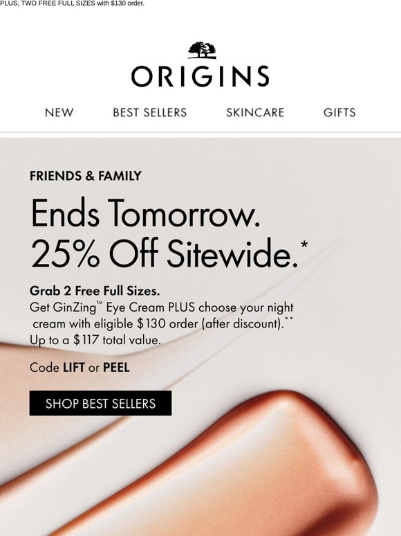 Ends tomorrow! 25% off sitewide