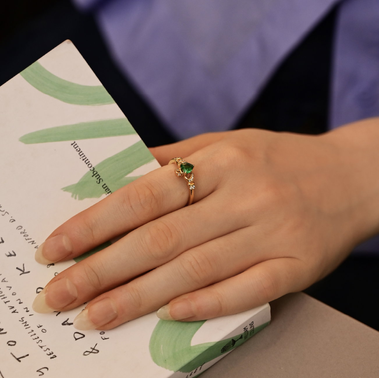Gold Plated Emerald Green Claddagh Ring