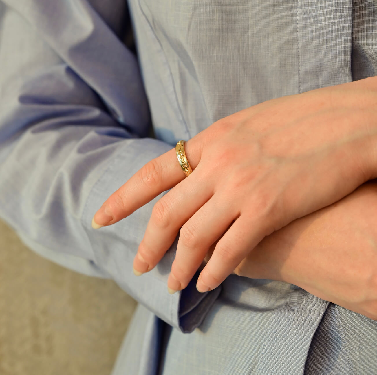 Gold Plated Claddagh Band Ring