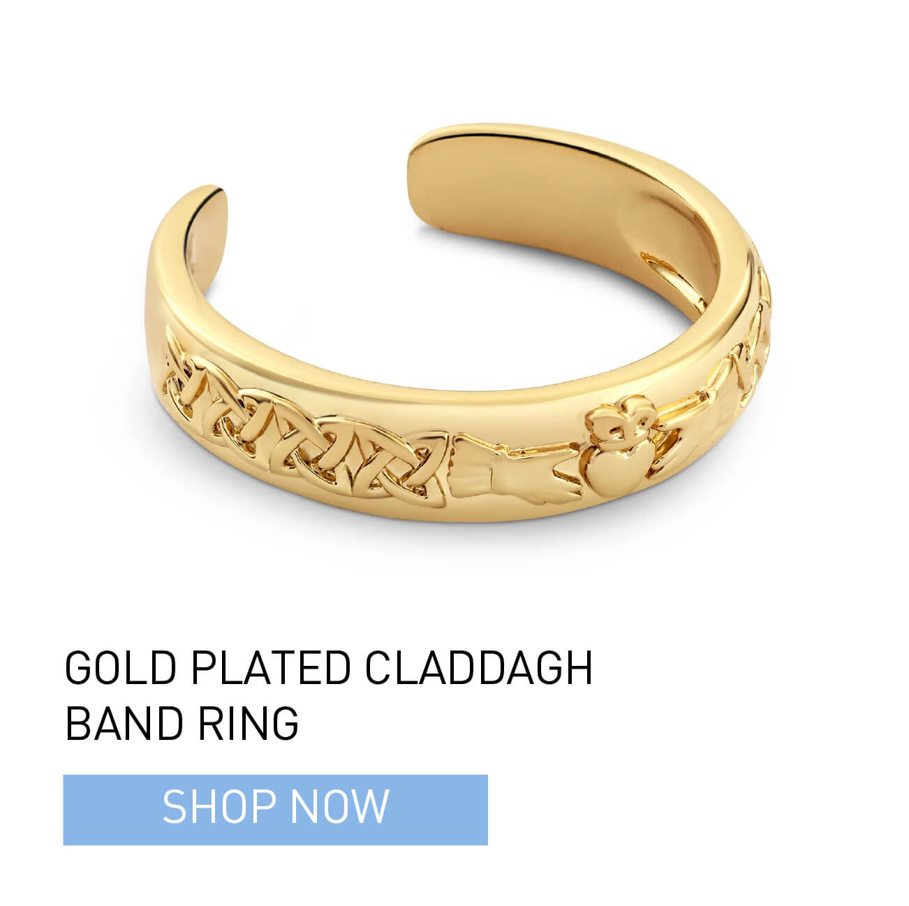 Gold Plated Claddagh Band Ring