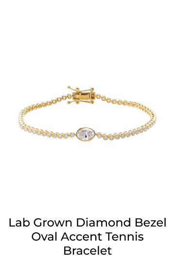 Lab Grown Diamond bezel Oval Accent Tennis Bracelet