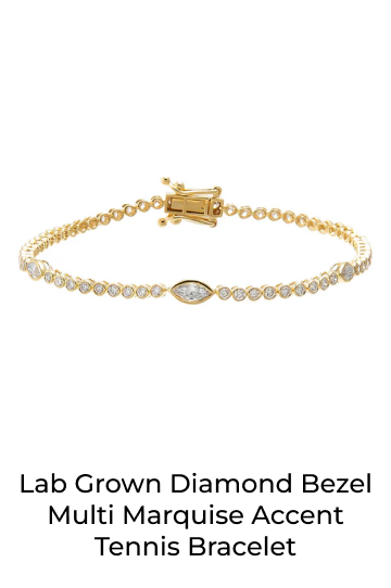 Lab Grown Diamond Bezel Multi Marquise Accent Tennis Bracelet