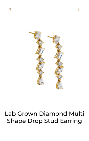 Lab Grown Diamond Multi Shape Drop Stud Earring