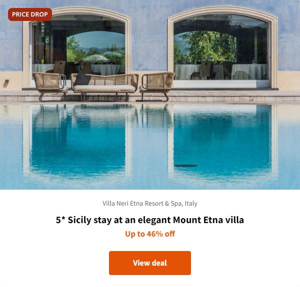 5* Sicily stay at an elegant Mount Etna villa