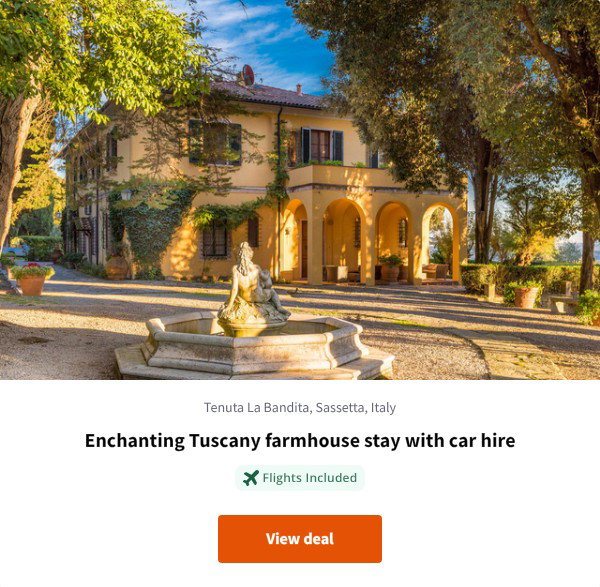 Enchanting Tuscany farmhouse stay with car hire