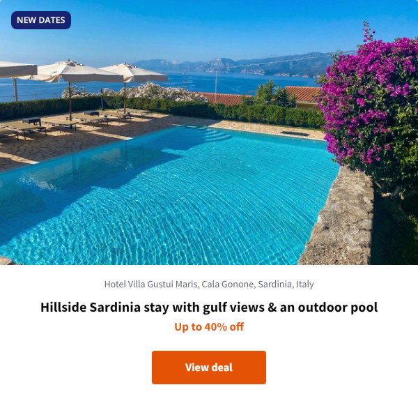Hillside Sardinia stay with gulf views & an outdoor pool