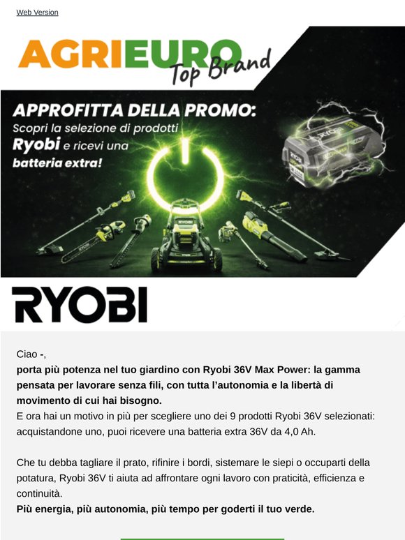 Non aspettare! Approfitta della promo Ryobi!